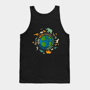 Retro Groovy Save Bees Rescue Animals Recycle Fun Earth Day Tank Top